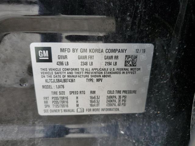 2020 Chevrolet Trax 1Lt VIN: KL7CJLSB4LB074361 Lot: 56291804