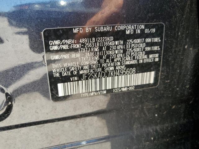 2019 Subaru Forester VIN: JF2SKACC7KH495608 Lot: 57517044