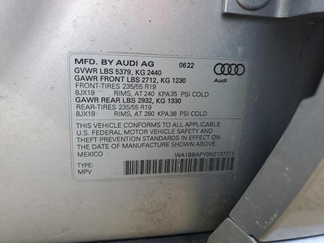 WA1BBAFY0N2137211 Audi Q5 PREMIUM 12