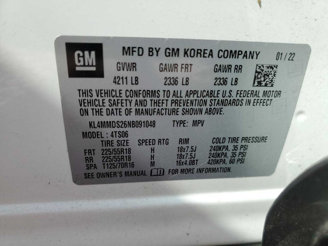 KL4MMDS26NB091048 2022 Buick Encore Gx Select