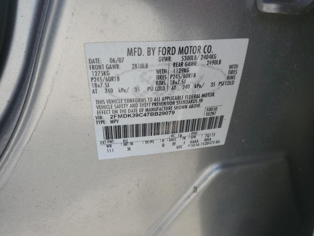 2007 Ford Edge Sel Plus VIN: 2FMDK39C47BB29079 Lot: 60115544