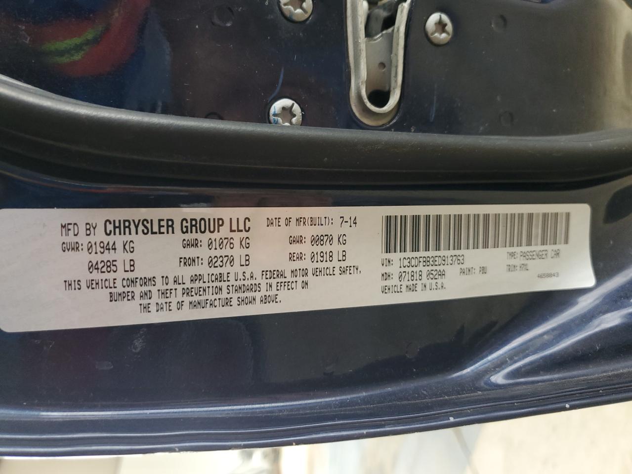 1C3CDFBB3ED913763 2014 Dodge Dart Sxt