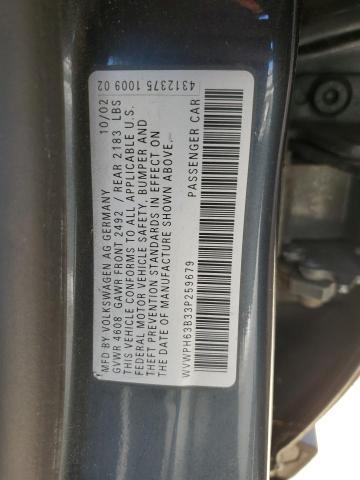 2003 Volkswagen Passat Gls VIN: WVWPH63B33P259679 Lot: 60155184