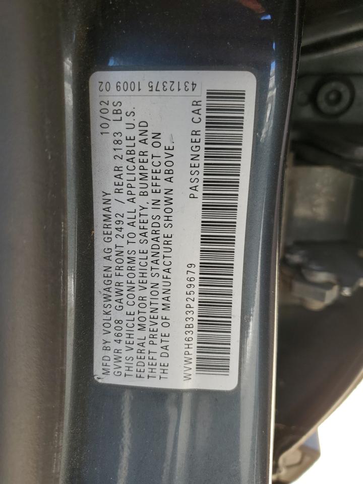 WVWPH63B33P259679 2003 Volkswagen Passat Gls