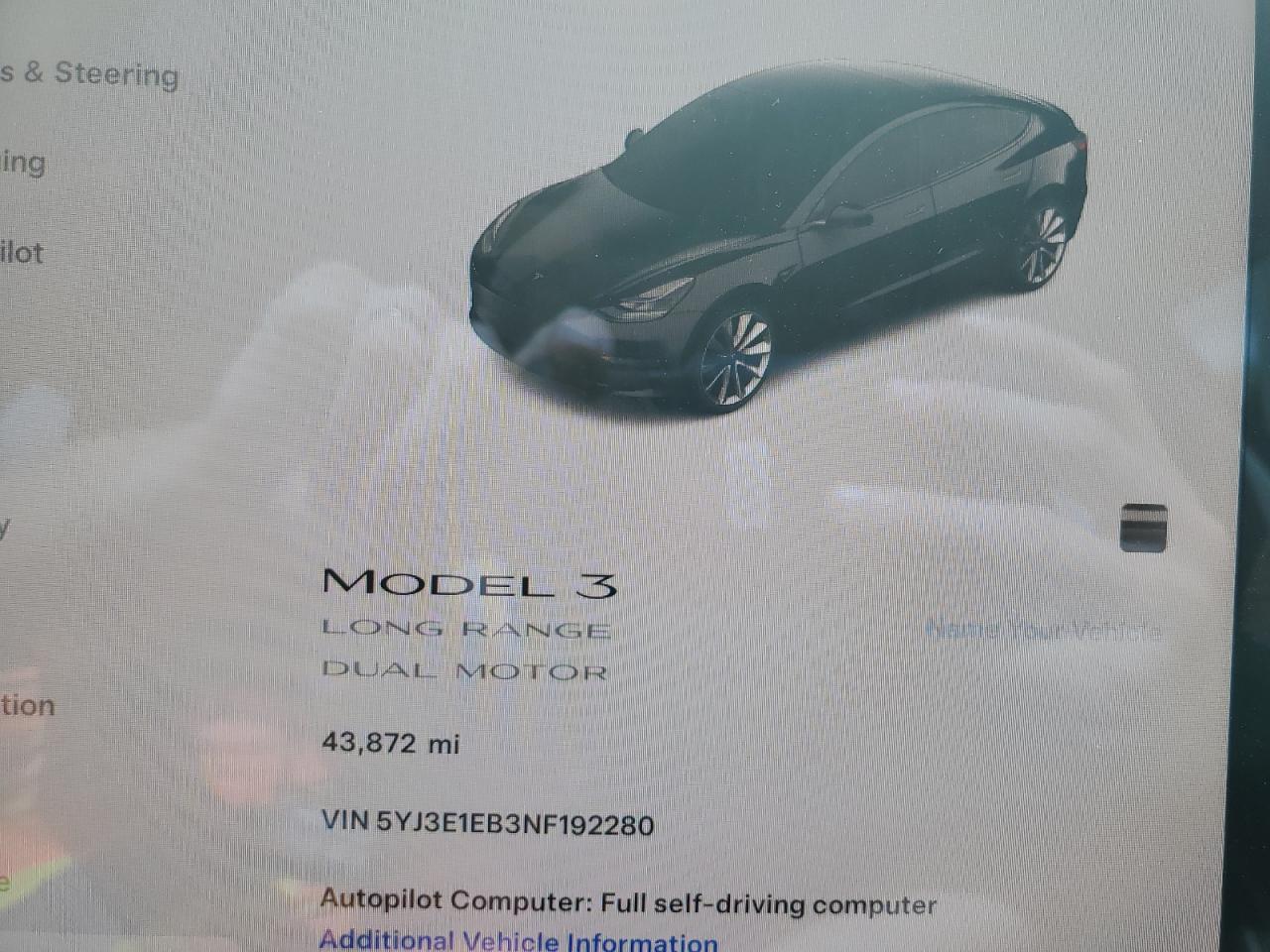 5YJ3E1EB3NF192280 2022 Tesla Model 3