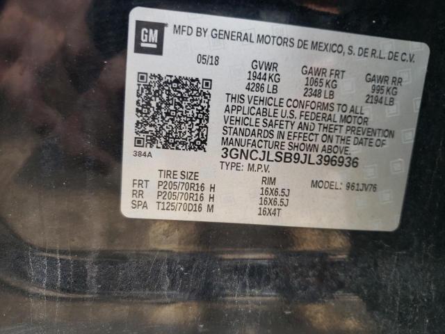 2018 Chevrolet Trax 1Lt VIN: 3GNCJLSB9JL396936 Lot: 58224484