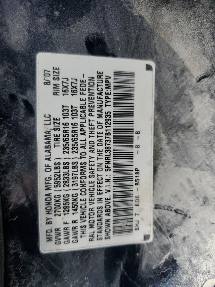 5FNRL38737B112935 2007 Honda Odyssey Exl