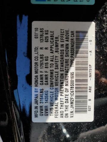 2011 Honda Cr-Z Ex VIN: JHMZF1C67BS001695 Lot: 56933924