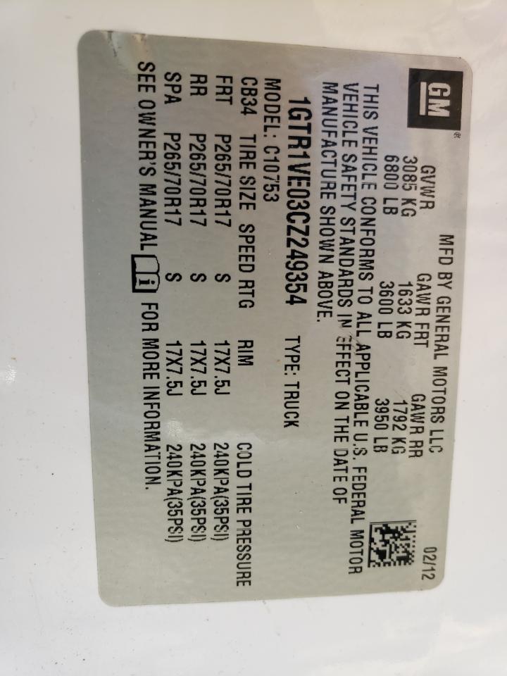 1GTR1VE03CZ249354 2012 GMC Sierra C1500 Sle