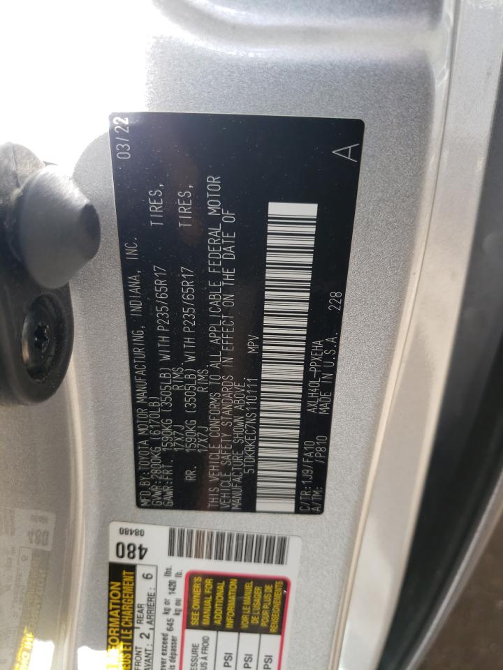 5TDKRKEC7NS110111 2022 Toyota Sienna Le