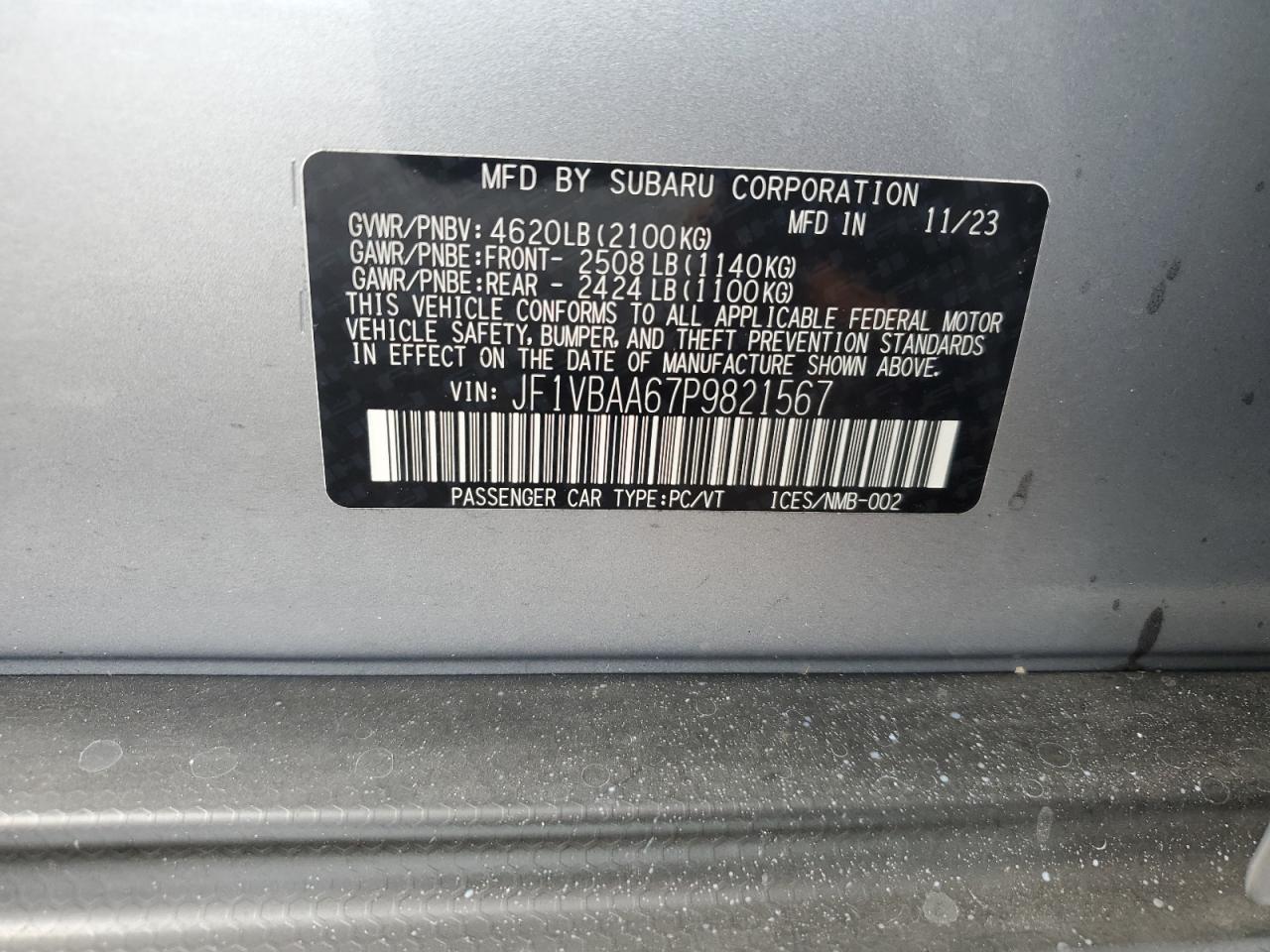 JF1VBAA67P9821567 2023 Subaru Wrx