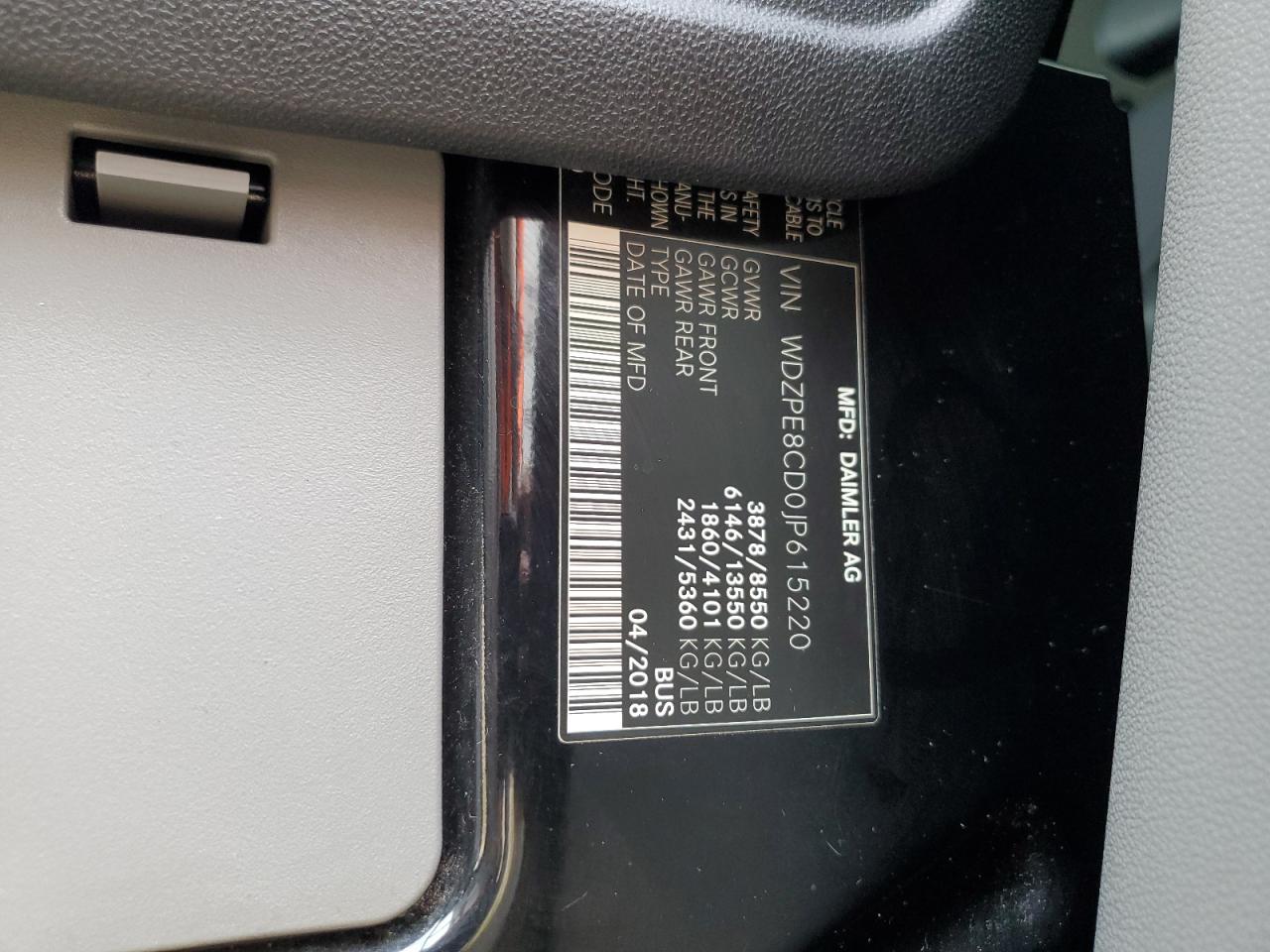 WDZPE8CD0JP615220 2018 Mercedes-Benz Sprinter 2500