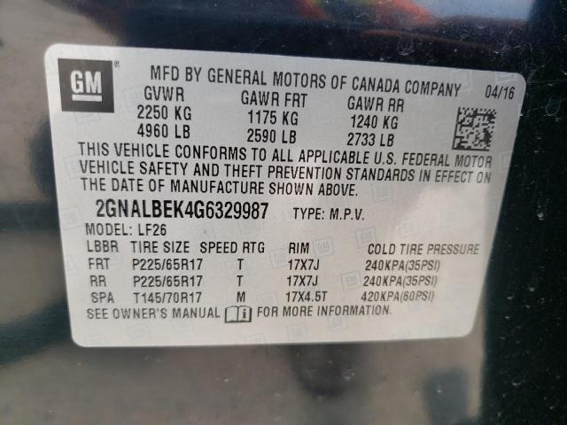 2016 Chevrolet Equinox Ls VIN: 2GNALBEK4G6329987 Lot: 58910104