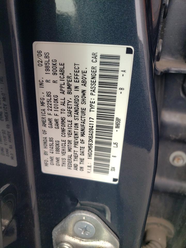 1HGCM563X6A094117 2006 Honda Accord Se