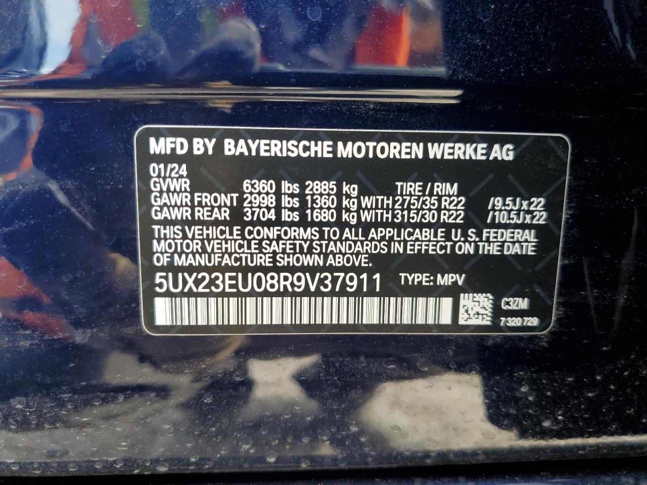 5UX23EU08R9V37911 2024 BMW X5 xDrive40I