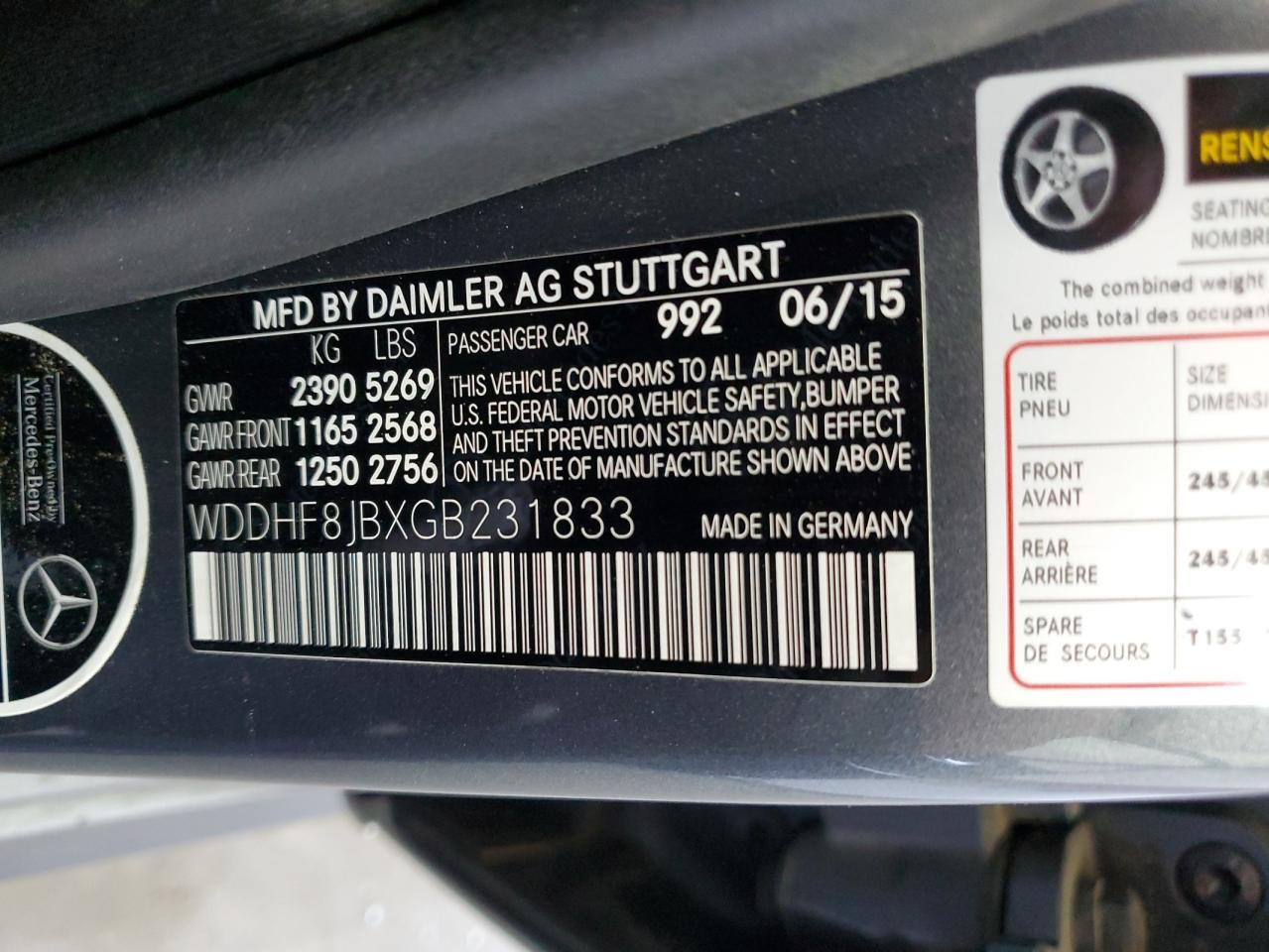 WDDHF8JBXGB231833 2016 Mercedes-Benz E 350 4Matic