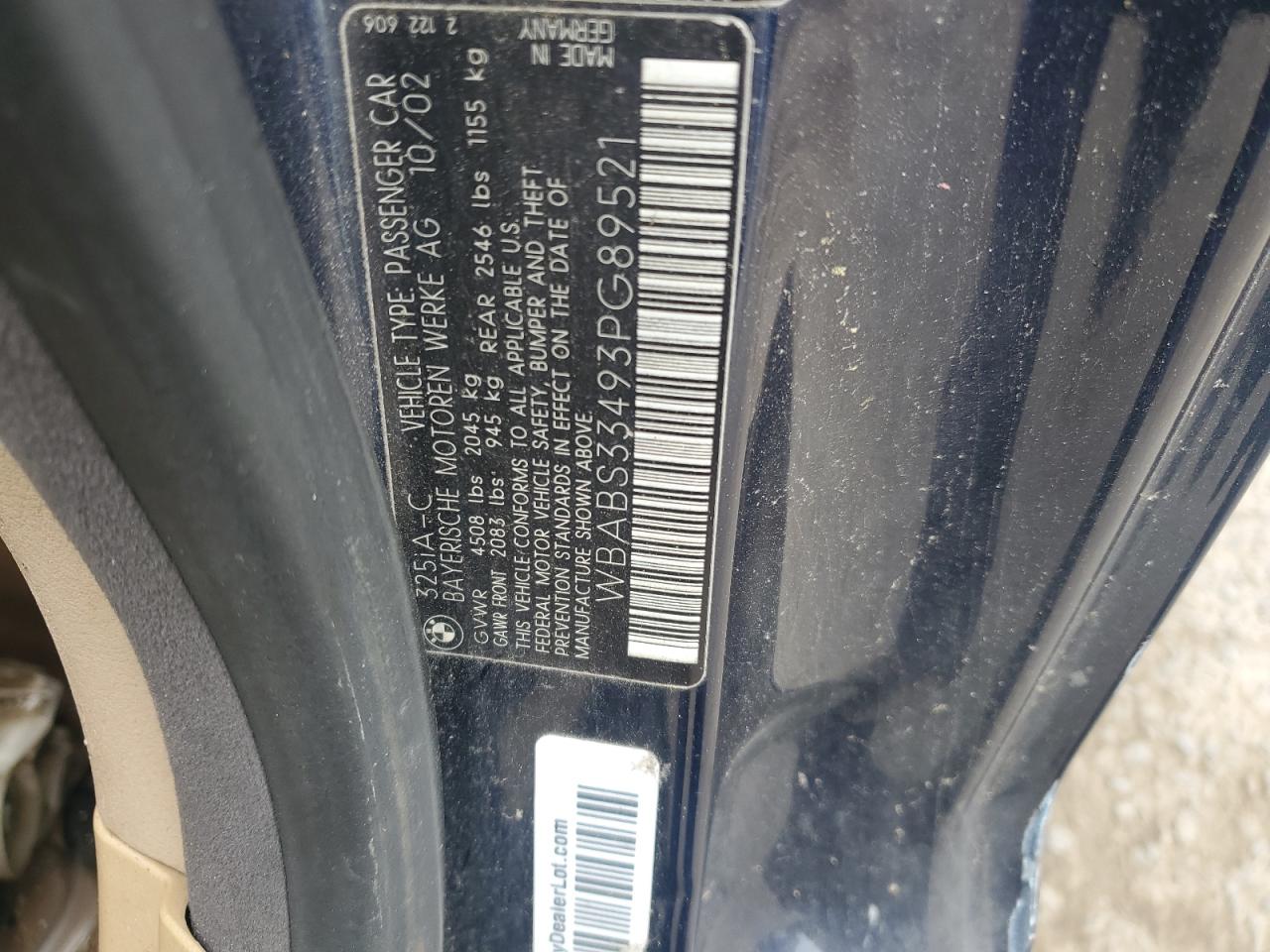 WBABS33493PG89521 2003 BMW 325 Ci