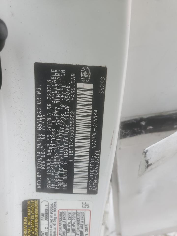 4T1BE32K05U625259 2005 Toyota Camry Le