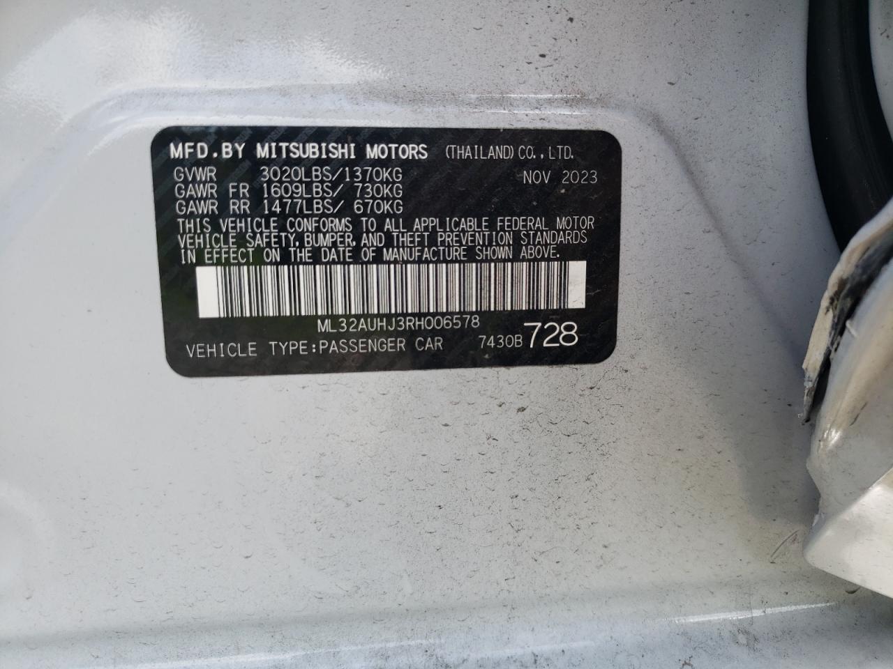 ML32AUHJ3RH006578 2024 Mitsubishi Mirage Es