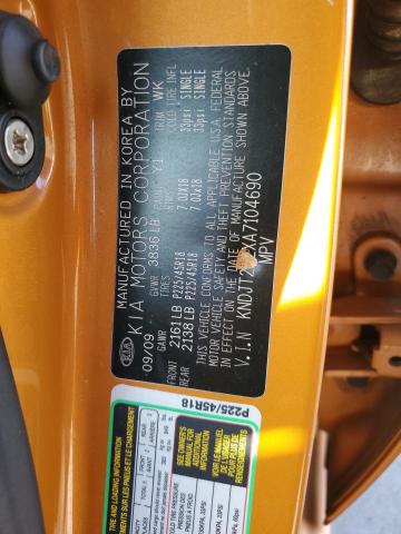 2010 Kia Soul + VIN: KNDJT2A2XA7104690 Lot: 60082094