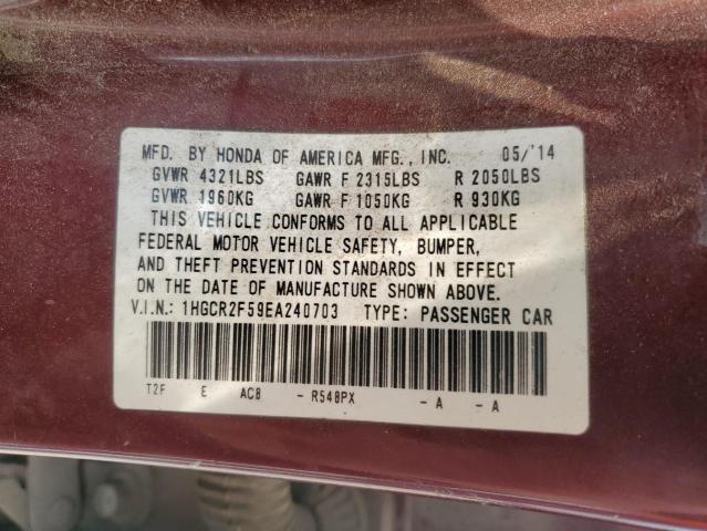 2014 Honda Accord Sport VIN: 1HGCR2F59EA240703 Lot: 57645064