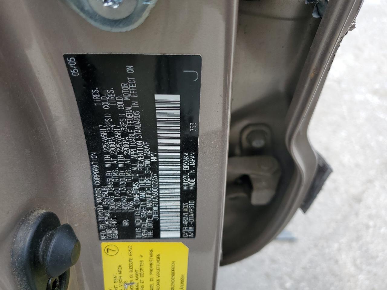 JTEDW21A760002237 2006 Toyota Highlander Hybrid