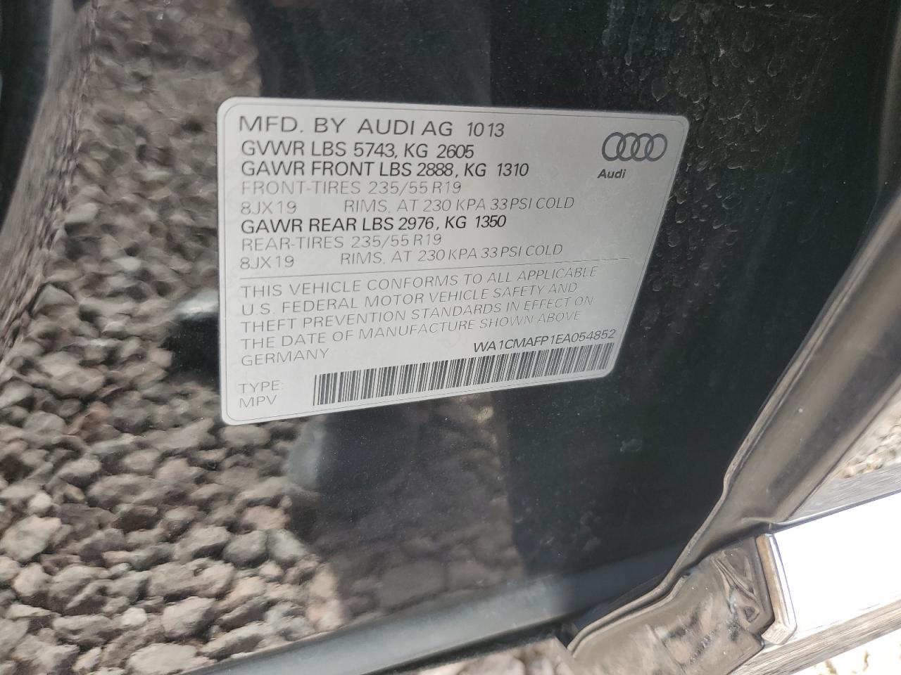 WA1CMAFP1EA054852 2014 Audi Q5 Tdi Premium Plus