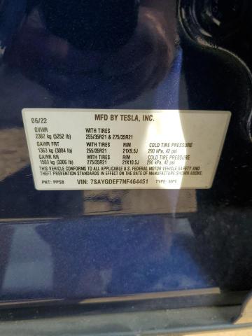 2022 Tesla Model Y VIN: 7SAYGDEF7NF464451 Lot: 60388634