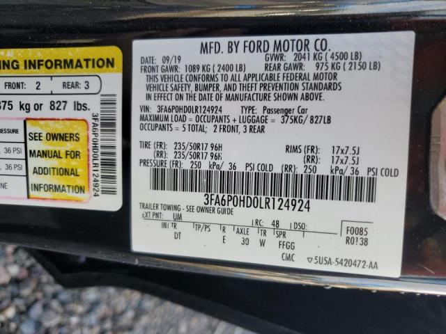 VIN 3FA6P0HD0LR124924 2020 Ford Fusion, SE no.12