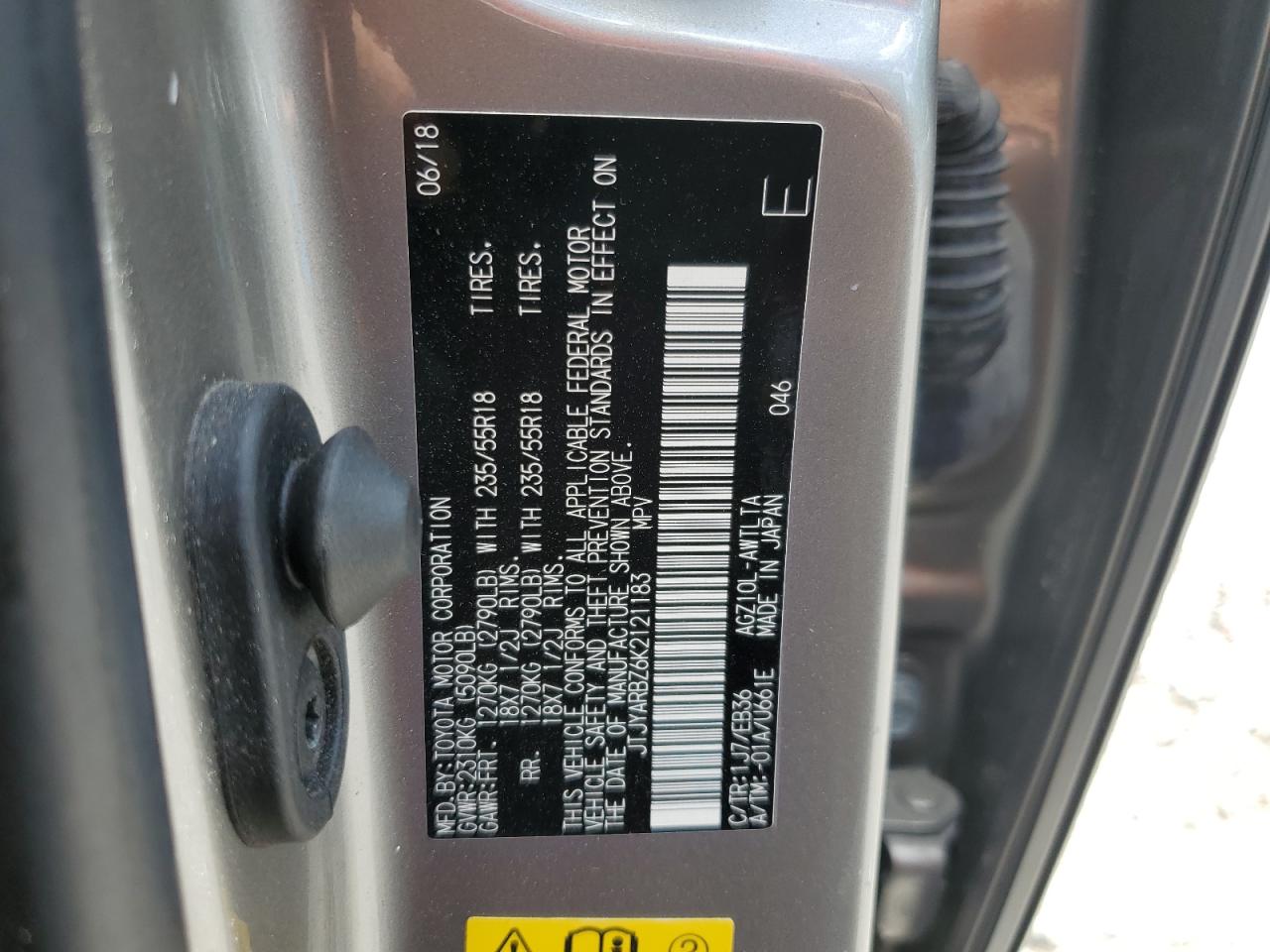 JTJYARBZ6K2121183 2019 Lexus Nx 300 Base