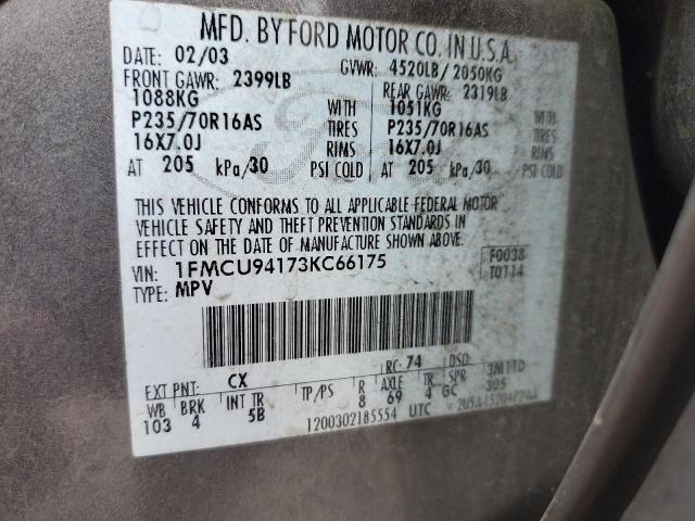 2003 Ford Escape Limited VIN: 1FMCU94173KC66175 Lot: 60970814