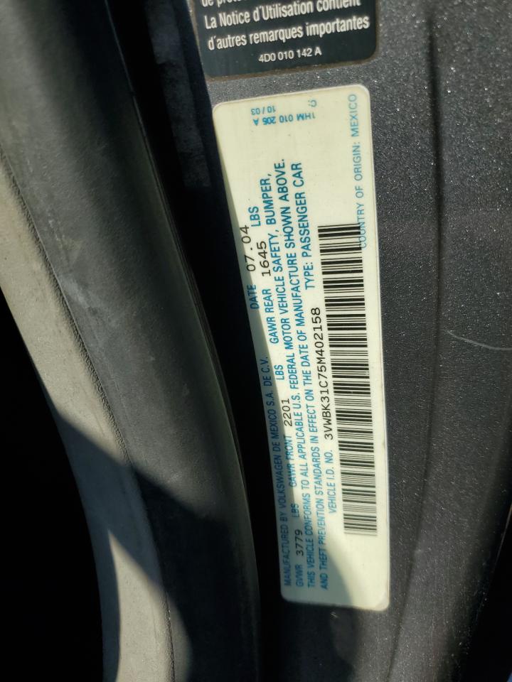 3VWBK31C75M402158 2005 Volkswagen New Beetle Gl