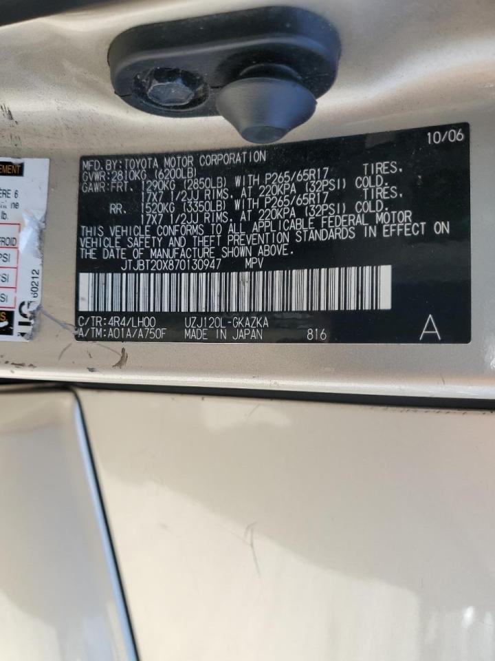 JTJBT20X870130947 2007 Lexus Gx 470