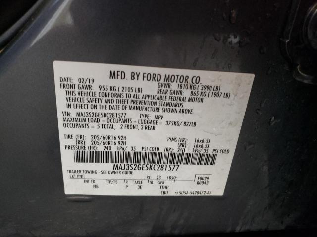 2019 Ford Ecosport Se VIN: MAJ3S2GE5KC281577 Lot: 57481814