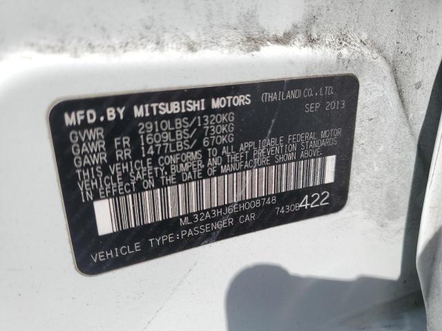 2014 Mitsubishi Mirage De VIN: ML32A3HJ6EH008748 Lot: 59679854