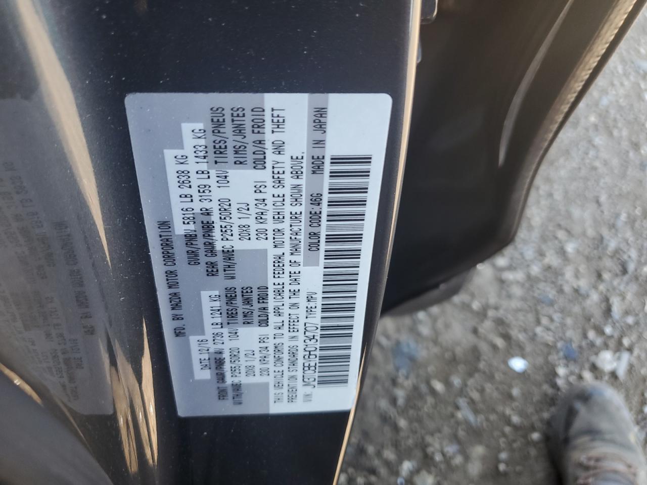 JM3TCBEY6H0134707 2017 Mazda Cx-9 Signature