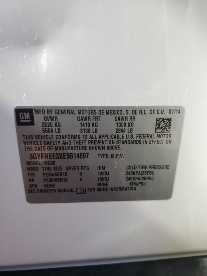 3GYFNEE3XES614897 2014 Cadillac Srx Luxury Collection