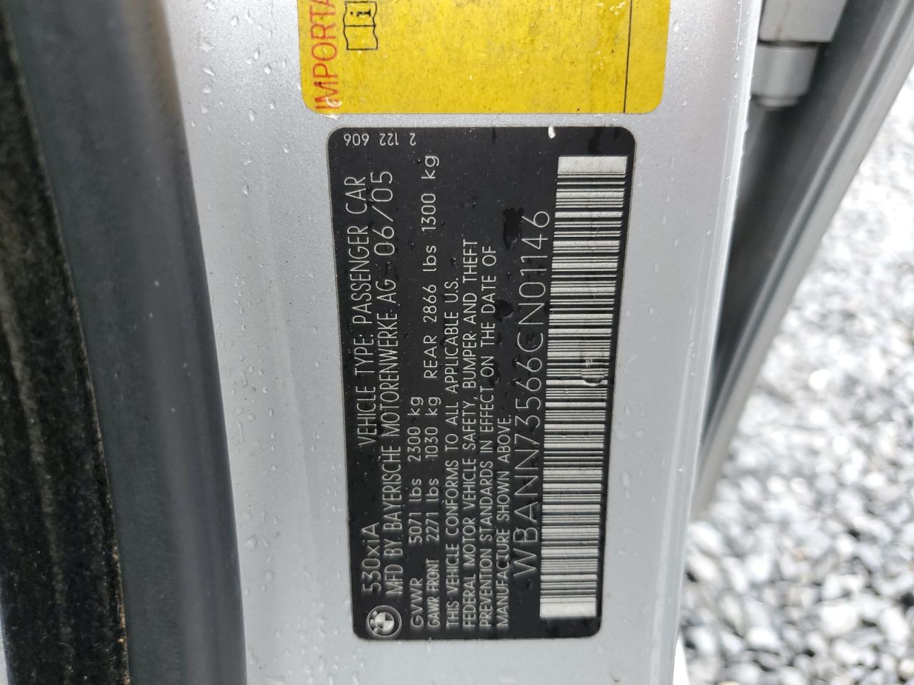 WBANN73566CN01146 2006 BMW 530 Xit