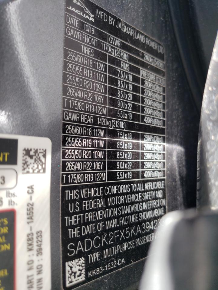 SADCK2FX5KA394233 2019 Jaguar F-Pace Prestige
