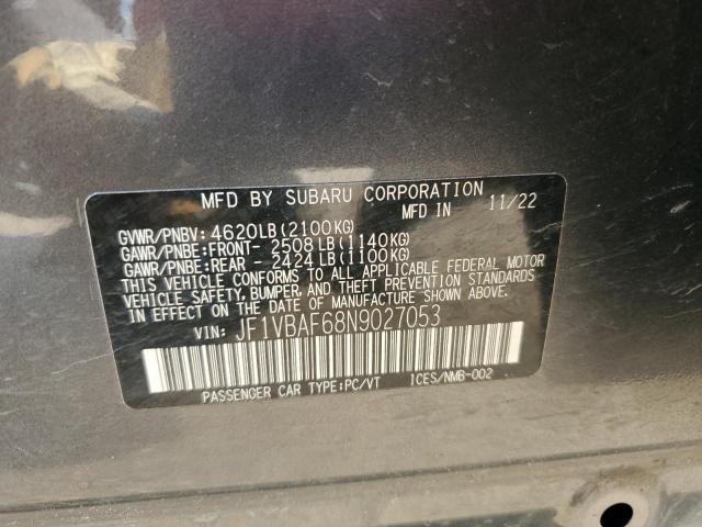 2022 Subaru Wrx Premium VIN: JF1VBAF68N9027053 Lot: 58737214