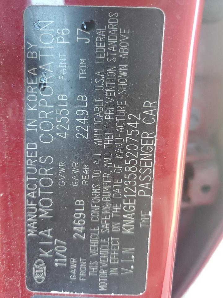 KNAGE123585207542 2008 Kia Optima Lx