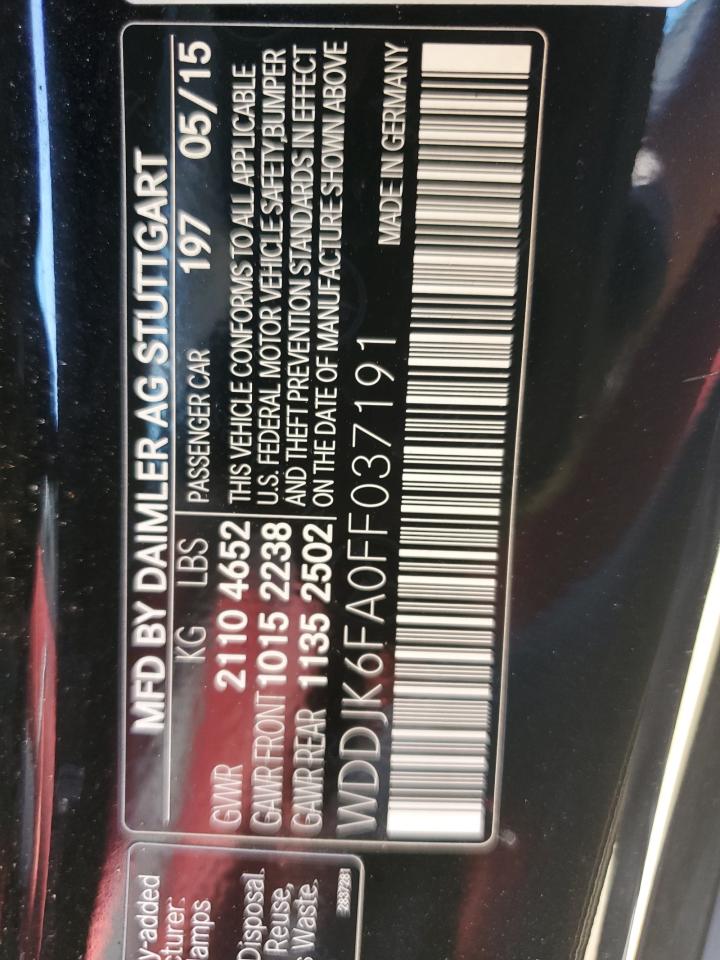 WDDJK6FA0FF037191 2015 Mercedes-Benz Sl 400