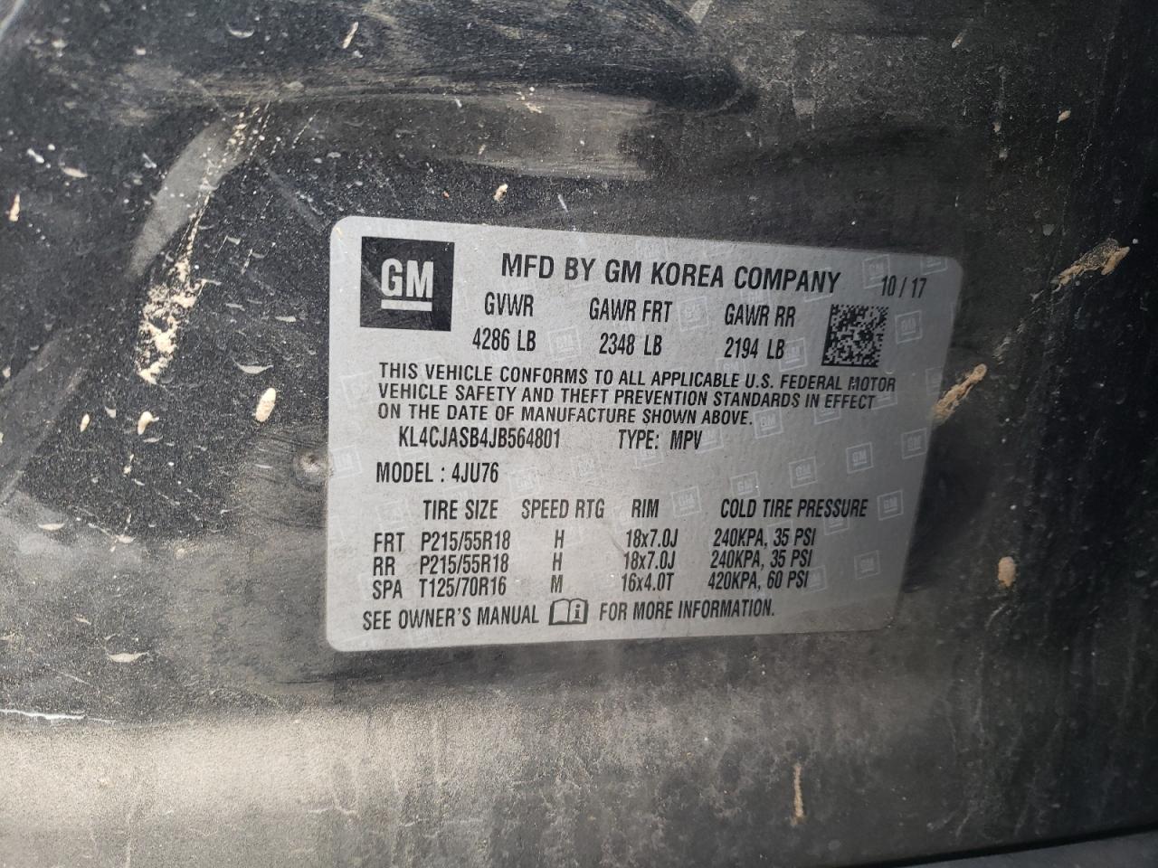 KL4CJASB4JB564801 2018 Buick Encore Preferred