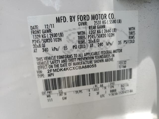2012 Ford Edge Limited VIN: 2FMDK4KCXCBA68055 Lot: 57748964