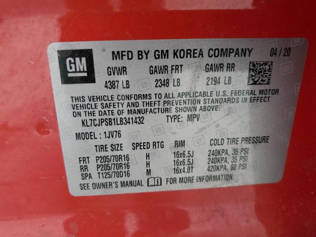 2020 Chevrolet Trax 1Lt VIN: KL7CJPSB1LB341432 Lot: 56839814