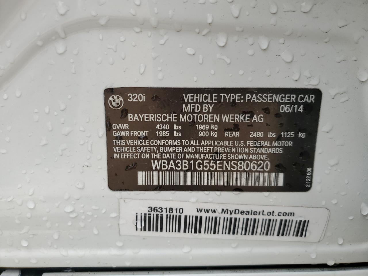 WBA3B1G55ENS80620 2014 BMW 320 I