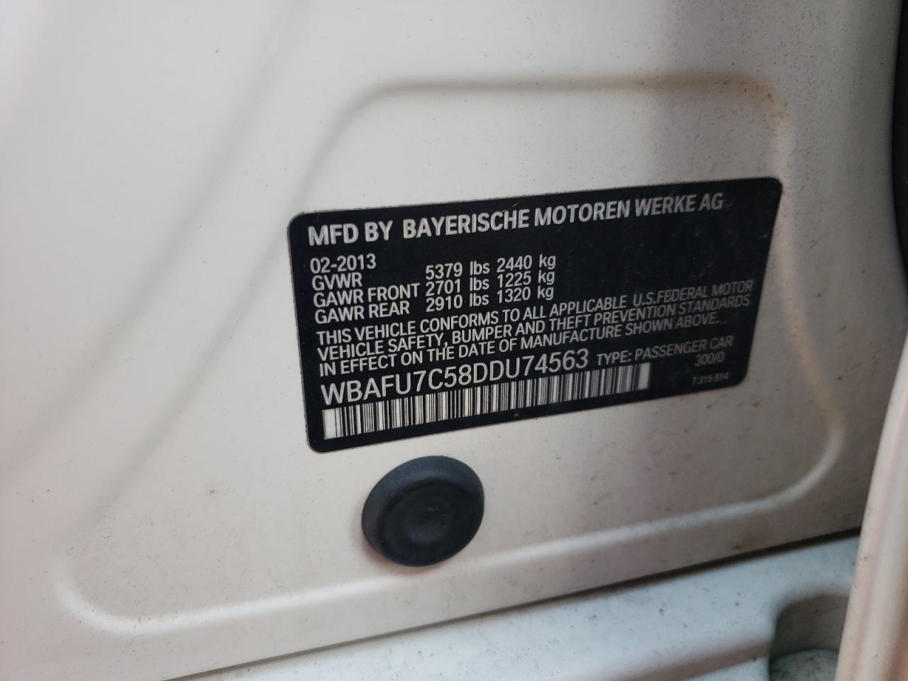 WBAFU7C58DDU74563 2013 BMW 535 Xi