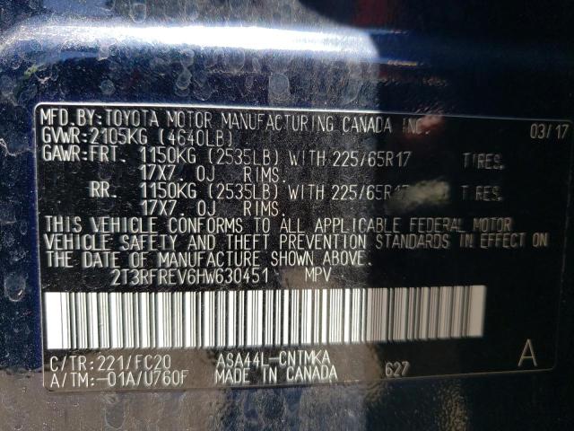 2017 Toyota Rav4 Xle VIN: 2T3RFREV6HW630451 Lot: 58279784