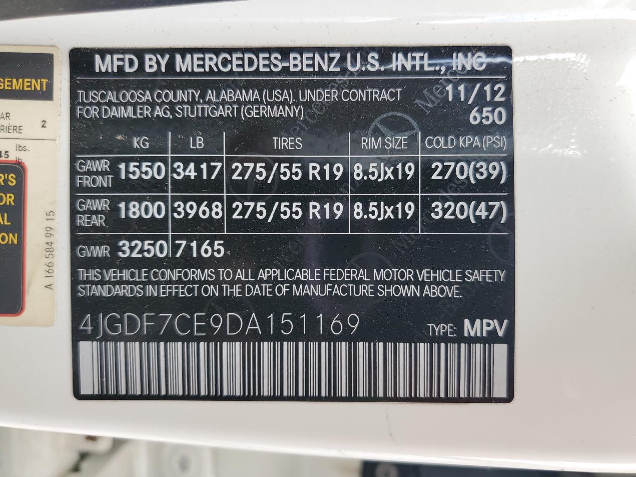 2013 Mercedes-Benz Gl 450 4Matic vin: 4JGDF7CE9DA151169