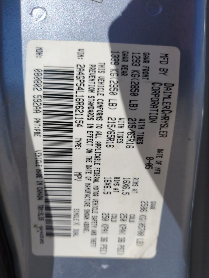 2A4GP54L16R621154 2006 Chrysler Town & Country Touring